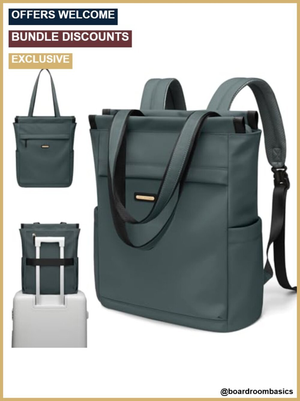 Convertible Laptop Backpack 17.3" Nylon Tote Bag for Work College Travel